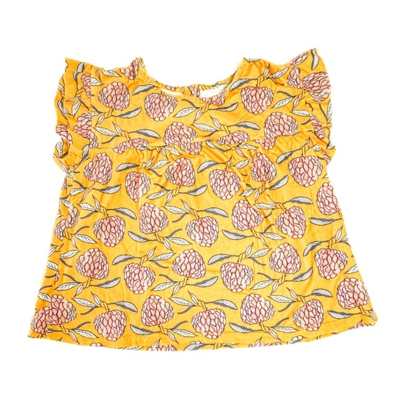 FARM RIO Girl T-shirt | Yellow w/ Rose Flowers Patterns | Size 10-12Y - Picture 1 of 1